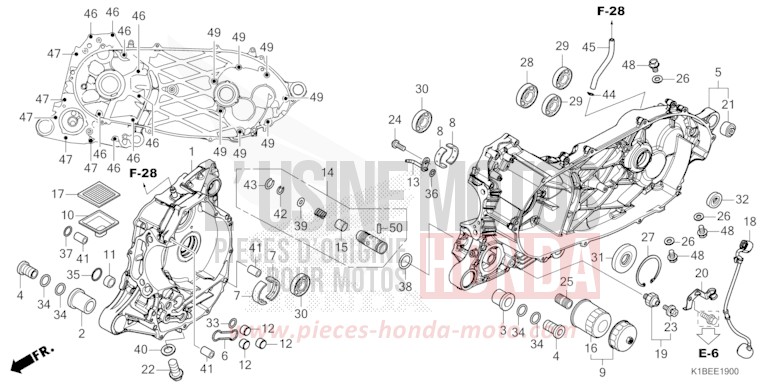 KURBELGEHAEUSE von Forza 350 MAT PEARL COOL WHITE (NHB44) von 2024